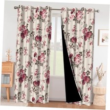 for Girls Room and 52"W x 84"L Pack of 2 Pink Floral Blackout Curtains