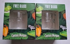 2 x Captain Morgan Glass Tankard Stein Spiced Rum Embossed Boxed