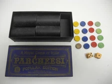 Antique 1940's Popular Edition Selchow & Righter PARCHEESI Game Box
