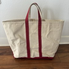 Vintage 70s 80s L.L. Bean Boat And Tote Bag Red And White Extra Large