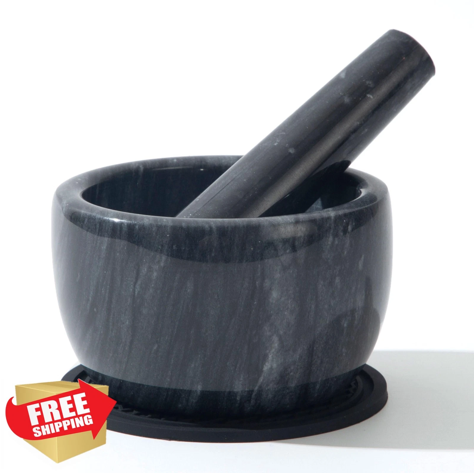 Fasolahome Marble Mortar Pestle Pill Crusher Grinder Large Size