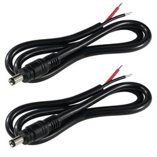 2PCS 2FT Black 16AWG DC Power Pigtails Cable 5.5MM x 2.1MM for CCTV Security