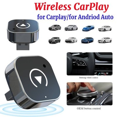 2 in 1 USB Wireless CarPlay Android Auto Adapter Plug & Play for iPhone Android