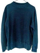 nanamica Micro Stripe Mock Neck Sweatshirt XS Navy Green