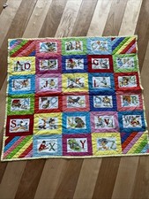 Vintage Alphabet Animal Baby Crib Blanket Quilt Hand Quilted 48  By 52  Nursery