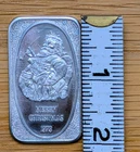 1973 Merry Christmas Santa w/Pipe 1 Troy oz .999 Fine Silver