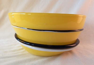 KATO KOGEI  MODERN  YELLOW BANDED ART GLASS BOWL -FUJIMORI COLLECTION-1980s