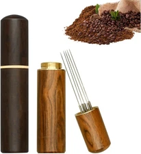 2 Pcs Espresso Distribution Tool, Espresso Stirrer Tool with Natural Wood Handle