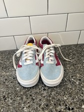 Girl's Vans Old Skool Pink Blue Yellow Suede Canvas Sneakers Size 1