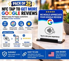 25 Pack Google Review NFC Tap RFID Card Sticker Sign with Adhesive Back