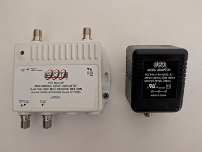 PCT PCT-MA2-2P  2 Output Multimedia Drop Signal Amplifier CATV with Power Supply