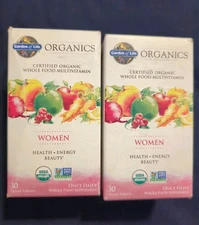 2x Garden Of Life Organics Women's Whole Food Multivitamin 30ct/ea