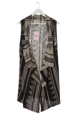 KNIT WEAR Longstrickweste Damen Weste Gr. DE 34 schwarz-creme Casual-Look