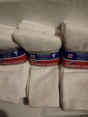Rodex Therapeutic Crew Socks White Men's Size 10-13 Cotton Blend 3 Pairs