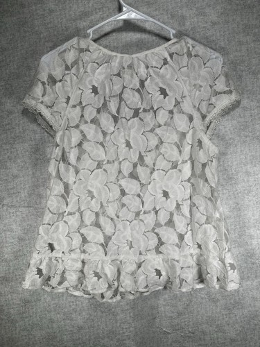 Gilly Hicks Sydney Women’s Size Large White Lace Cap Sleeve Top Sheer - Picture 5 of 7