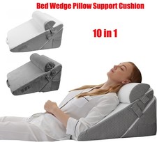 10-In-1 Bed Wedge Pillow Support Cushion  Back Support Pillow Memory Foam UK