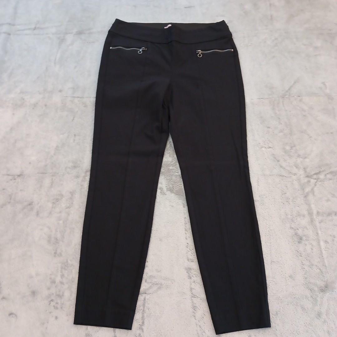 Maurices Ankle Pants Womens Medium Black Pull On Zipper Accents