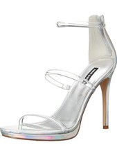 NINE WEST Womens Silver Translucent Leah Round Toe Stiletto Heeled Sandal 10 M