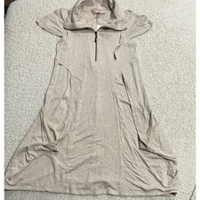 NWT Philosophy Womens XS Soft Casual Pocket Front Zip Comfy Dress Tan Minimalist