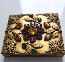Vintage FOSTER Rhinestone Jewelled Powder Compact Makeup Case. Ref:abod.