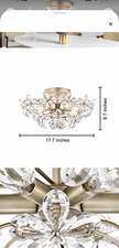 Mercer41 6-Light Crystal Flower Flush Mount Ceiling Light, Brushed Silver 17.7"
