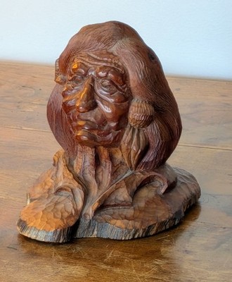 Vintage HAND-CARVED Signed BY MASTER CARVER R. Healer WALNUT INDIAN HEAD BUST | 