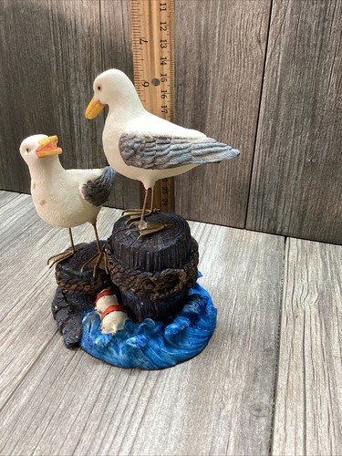 Seagulls Pearched On Pillars Florida Salt Life Water Beach Park; Resin Figurines - Picture 12 of 16