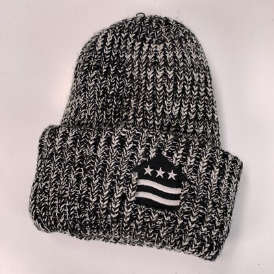 Black & White Thick Knit Beanie Cap Hat One Size