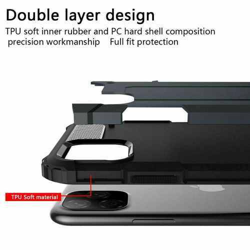 Armadura a prueba de golpes Hybrid Hard Case Carbon para iPhone 14 Pro Max, 13,12,11, X, 7/8 - Imagen 5 de 12