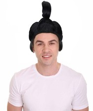 HPO Adult Men Punk Iroquois Wig, Black  Vibrant Color, Spiky Mohawk Costume Wig