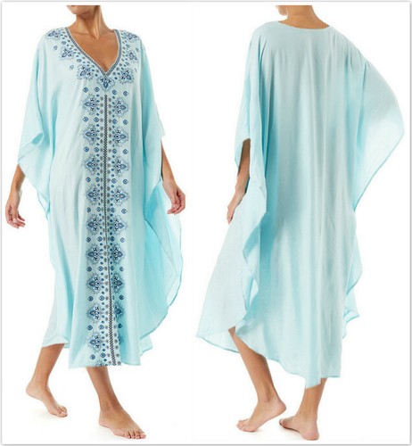 AU STOCK COTTON EMBROIDEY OVERSIZE KAFTAN TUNIC KIMONO DRESS BIKINI COVER DR201 - Picture 6 of 19
