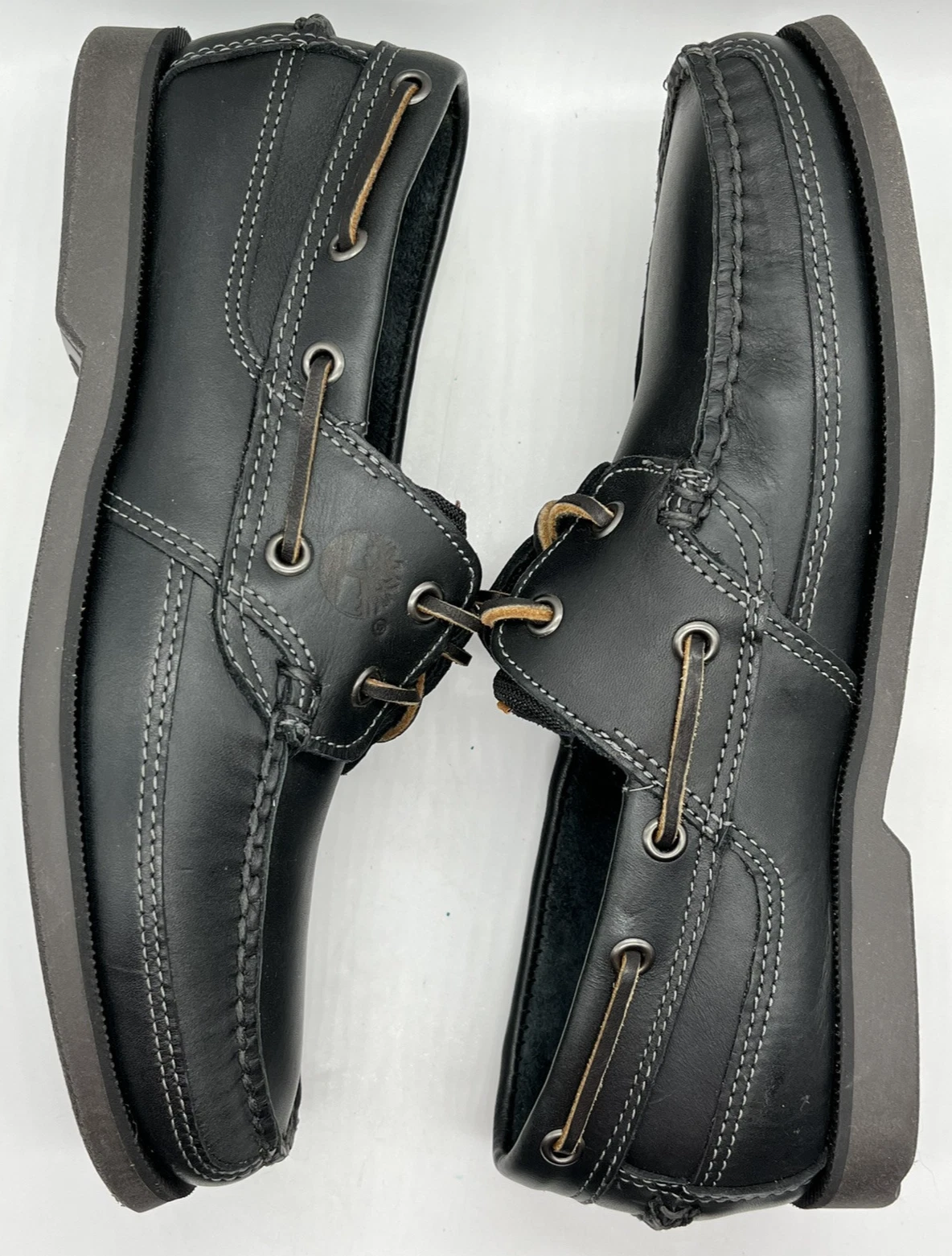 Scarpe da barca vintage Timberland Briggs Bay in pelle nera 2 occhielli 80527 taglia 7 5 M