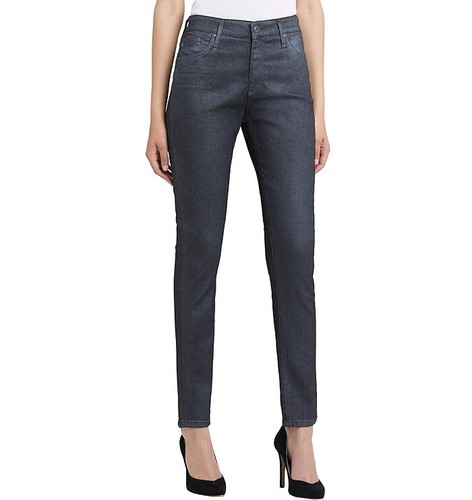 Nuevo con etiquetas AG Jeans The Farrah High Rise ajustados talla 28 preservados (gris oscuro metálico) - Imagen 2 de 17