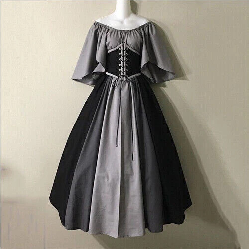 Mittelalterliche Renaissance Frauen Lange Kleid Cosplay Karneval Party Kostüme D - Bild 5 von 13
