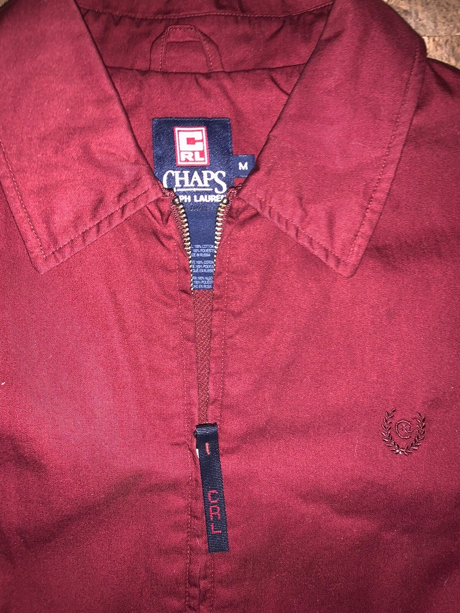 Vintage 90s Chaps Ralph Lauren Full Zip Jacket Crest Sz M Burgundy