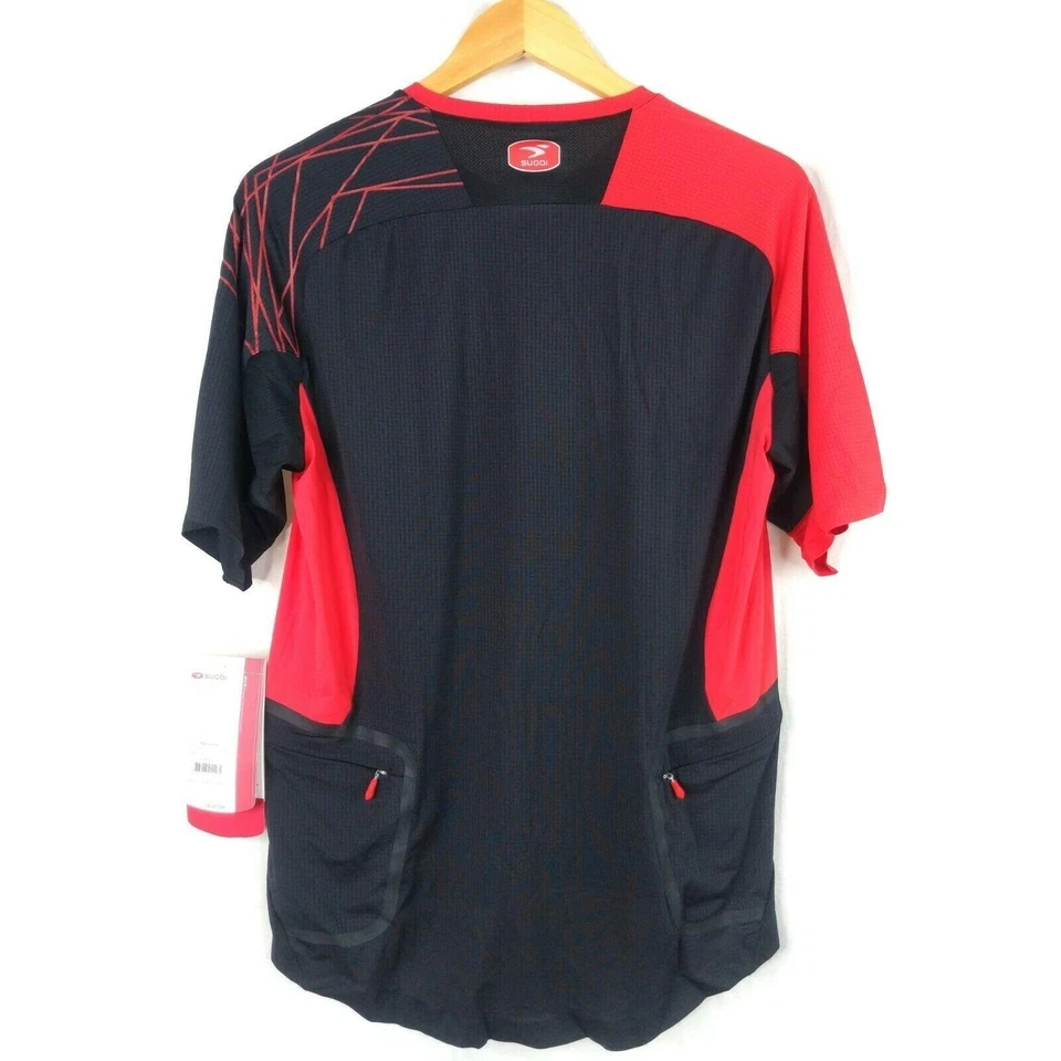 Camiseta deportiva de ciclismo Sugoi para hombre M manga corta negra roja bolsillos nueva Foto 2 de 4