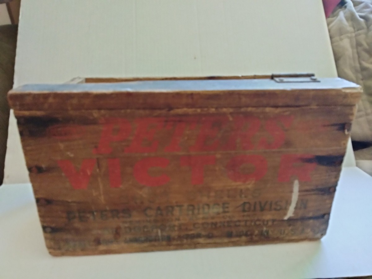 VINTAGE PETERS VICTOR WOODEN AMMO BOX ~ 500 SHOT SHELLS 14.5 x 8.5 VINTAGE PETERS VICTOR WOODEN AMMO BOX ~ 500 SHOT SHELLS 14.5 x 8.5