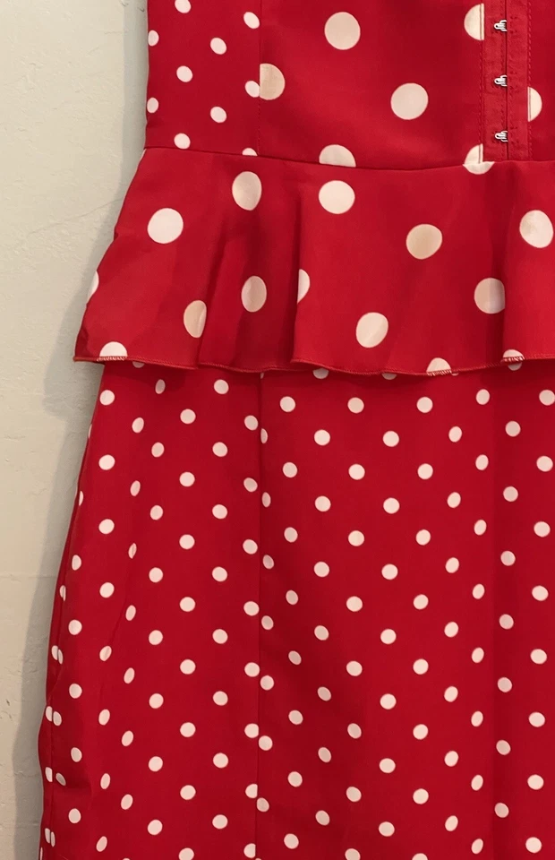 Vestido retro Rockabilly para mujer H&M rojo a lunares con volantes talla 4 S Foto 4 de 4