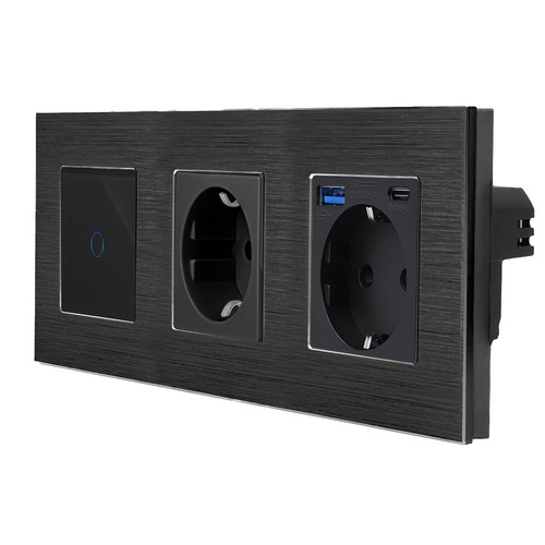 Touch Lichtschalter Steckdosen Wechselschalter Dimmer USB Alurahmen LUXUS-TIME - Bild 106 von 123
