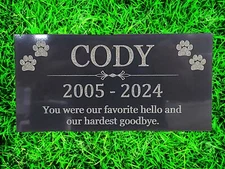 6x12 Pet Memorial Stone Dog Cat Headstone Personalized Grave Marker Loss Gift t2