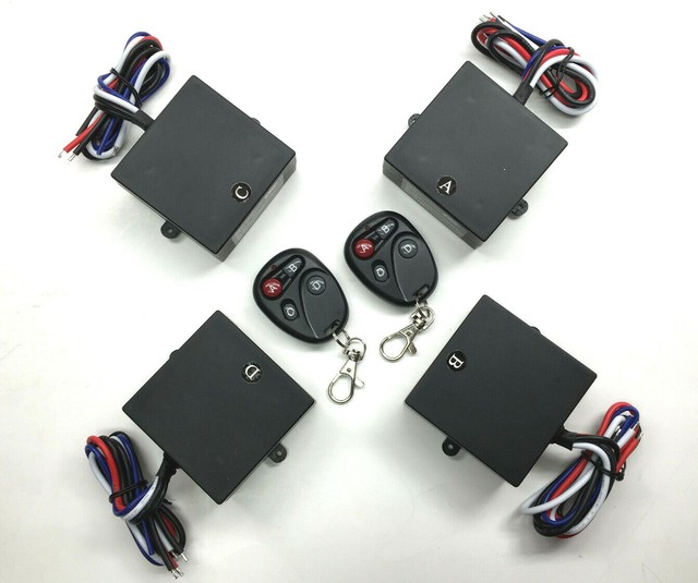 12v 30A 4 channel on off relay switch with 2 remote control key fob