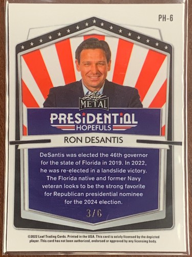 2022 LEAF METAL PRESIDENTIAL HOPEFULS RON DESANTIS ICE WAVE /3 /4 /5 /6 /7 /8 - Picture 46 of 132