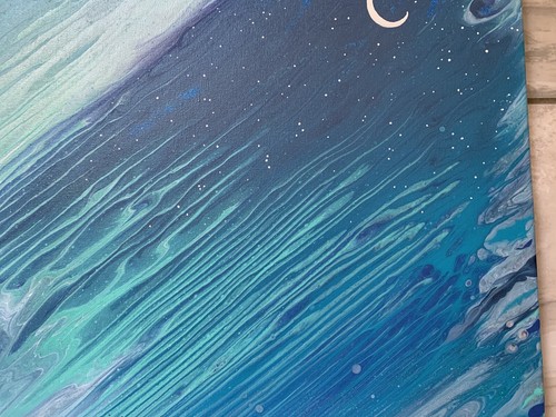 Original Night sky Acrylic Paint Pour Painting 18 X 24 inches - Picture 6 of 9