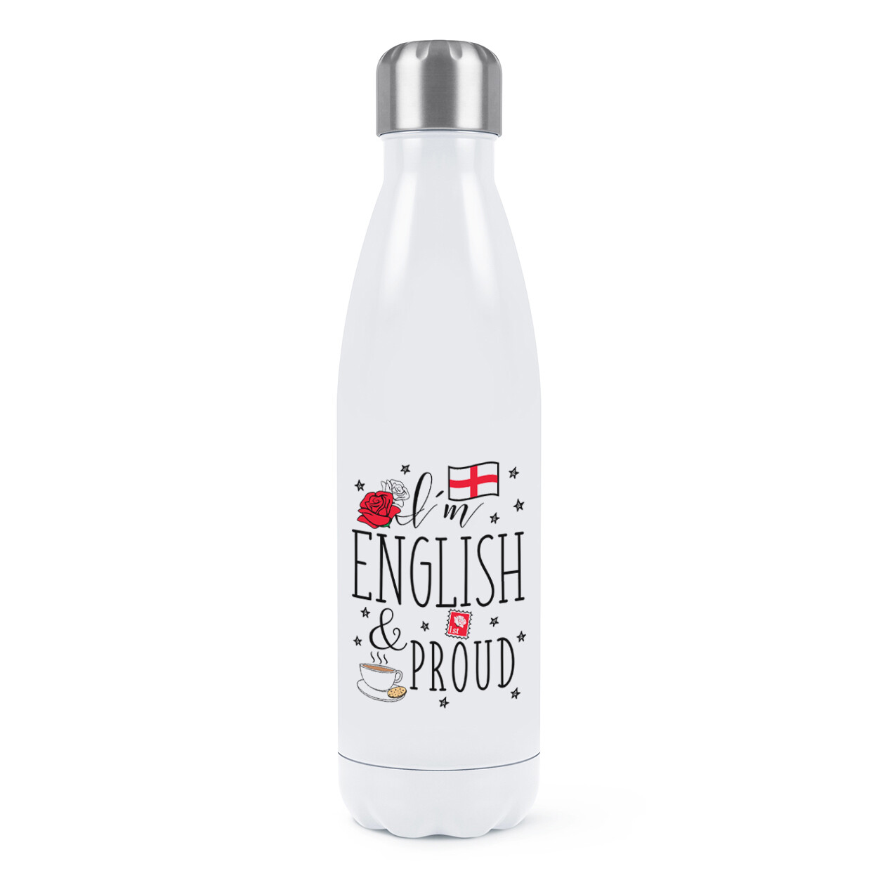 I'm English And Proud Double Wall Water Bottle England Rugby Flag Funny