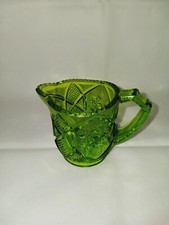 Antique Cambridge Fernland Emerald Green Toy Creamer 2635 Snowflake Pattern