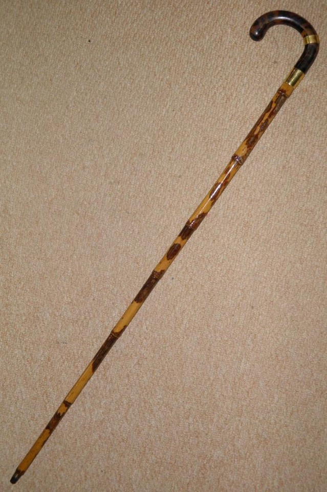 Antique Brigg Walking Stick Faux Tortoiseshell Handle Hallmarked 1916