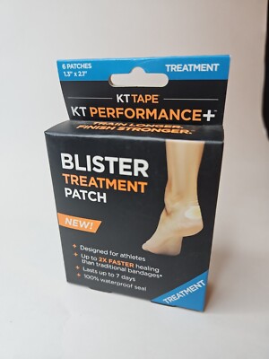 (Lot 4)KT  Performance+ Blister Treatment Patch, Waterproof Hydrocolloid 6 Count