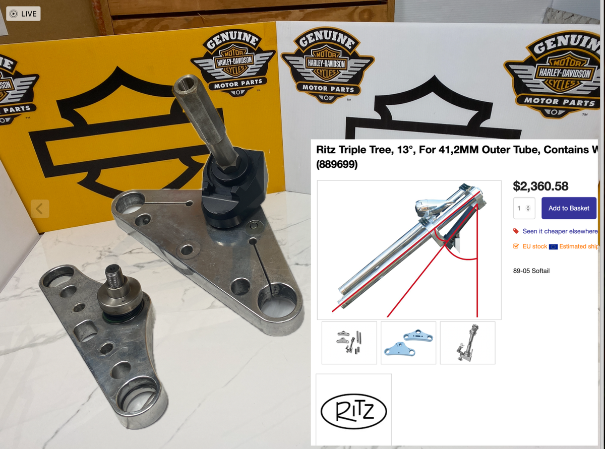 Ritz 13° degree Rake Triple Trees Softail 86-05 Panhead 49-65 FL