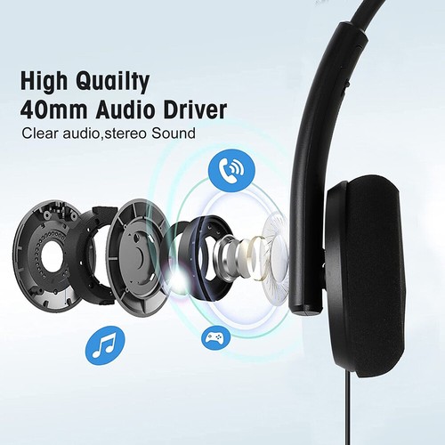 Office Noise Canceling Microphone Headset USB Headphone for PC Computer Laptop & - Picture 4 of 15