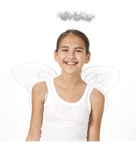 Kit de accesorios de disfraz de ángel niño rubí con alas y halo - Imagen 4 de 5